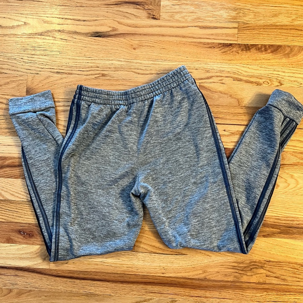 Adidas Heather Gray Joggers with Black 3-Stripe Sides - Picture 7 of 8